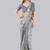 Grey polyester printed saree with blouse