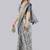 Grey polyester printed saree with blouse