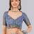 Grey polyester printed saree with blouse