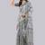 Grey polyester printed saree with blouse