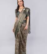 Bronze polyester woven design saree with blouse