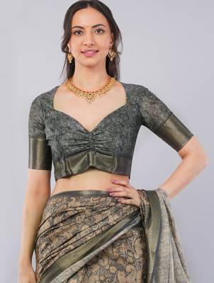 Bronze polyester woven design saree with blouse 2