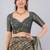 Bronze polyester woven design saree with blouse