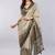 Beige polyester woven design saree with blouse