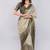 Beige polyester woven design saree with blouse