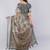 Grey polyester printed saree with blouse