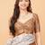 Off white polyester printed saree with blouse