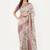 Off white polyester printed saree with blouse