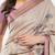 Off white polyester printed saree with blouse