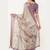 Off white polyester printed saree with blouse
