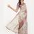 Off white polyester printed saree with blouse
