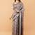 Grey polyester printed saree with blouse
