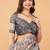Grey polyester printed saree with blouse