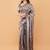 Grey polyester printed saree with blouse