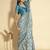 Blue polyester woven design saree with blouse