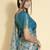 Blue polyester woven design saree with blouse