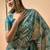 Blue polyester woven design saree with blouse