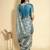 Blue polyester woven design saree with blouse