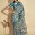 Blue polyester woven design saree with blouse