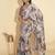Purple polyester printed saree with blouse