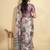 Purple polyester printed saree with blouse