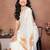 Off white organza printed saree with blouse