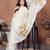 Off white organza printed saree with blouse