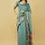 Sea green polyester printed saree with blouse