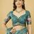 Sea green polyester printed saree with blouse
