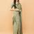Olive polyester woven design saree with blouse