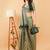 Olive polyester woven design saree with blouse