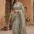 Grey polyester printed saree with blouse