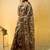 Beige polyester woven design saree with blouse
