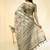 White polyester printed saree with blouse