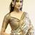 White polyester printed saree with blouse