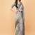Grey polyester woven design saree with blouse