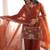 Dusty pink color roman silk dori zari sequence embroidered work suit set stitched