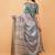 Grey polyester woven design saree with blouse