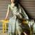 Off white polyester printed saree with blouse