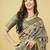 Olive polyester printed saree with blouse