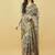 Olive polyester printed saree with blouse