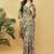 Olive polyester printed saree with blouse