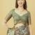 Olive polyester printed saree with blouse