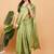 Lime polyester printed saree with blouse