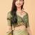 Lime polyester printed saree with blouse