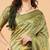 Lime polyester printed saree with blouse