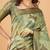 Olive polyester printed saree with blouse