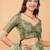 Olive polyester printed saree with blouse