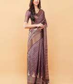 Purple polyester woven design saree with blouse