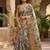 Grey polyester printed saree with blouse